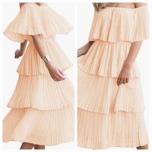 ETCYY Women's Off The Shoulder Ruffles Summer Loose Casual Chiffon Dress
